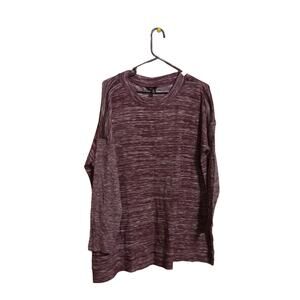 Intro Long Sleeve Zipper Cold Shoulder Top Blouse Size 2X Purple & White 29"L